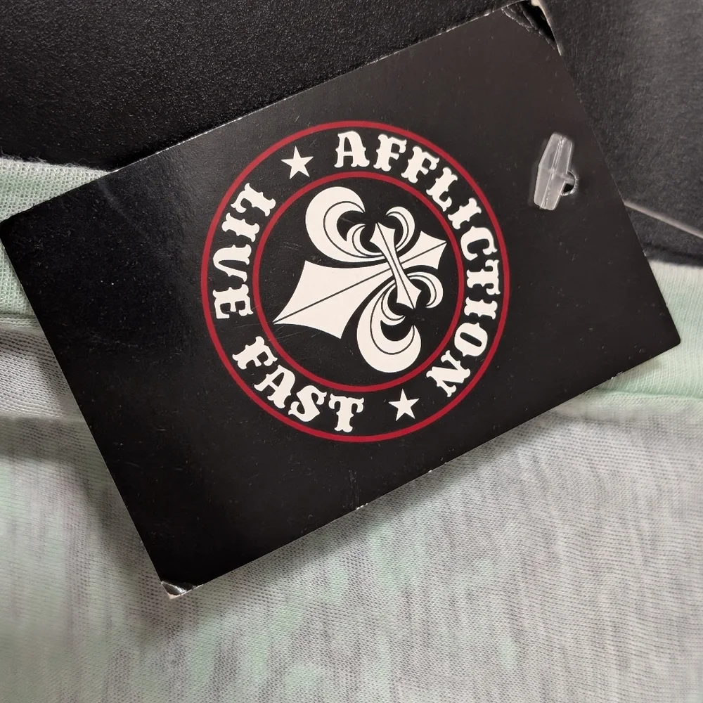 Women's NWT Affliction Mathilda Burnout V Neck T-Shirt Light Green Size XL - Picture 8 of 9